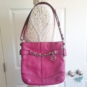 COACH F19722 Chain Duffle Luxury Designer Pink Leather Crossbody Shoulder Bag